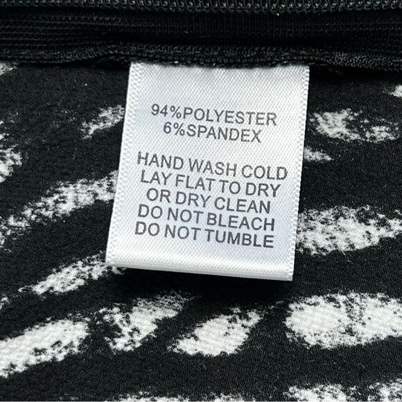 Alberto Makali Black White Animal Print Slit Long Sleeve Bow Accent Top Medium - Picture 10 of 11